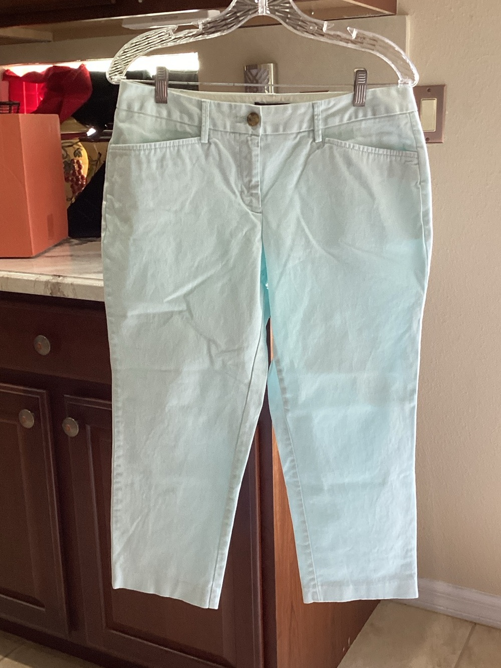 Lands' End Women's Mint-Blue Cropped Straight-Leg Capris 22” Inseam